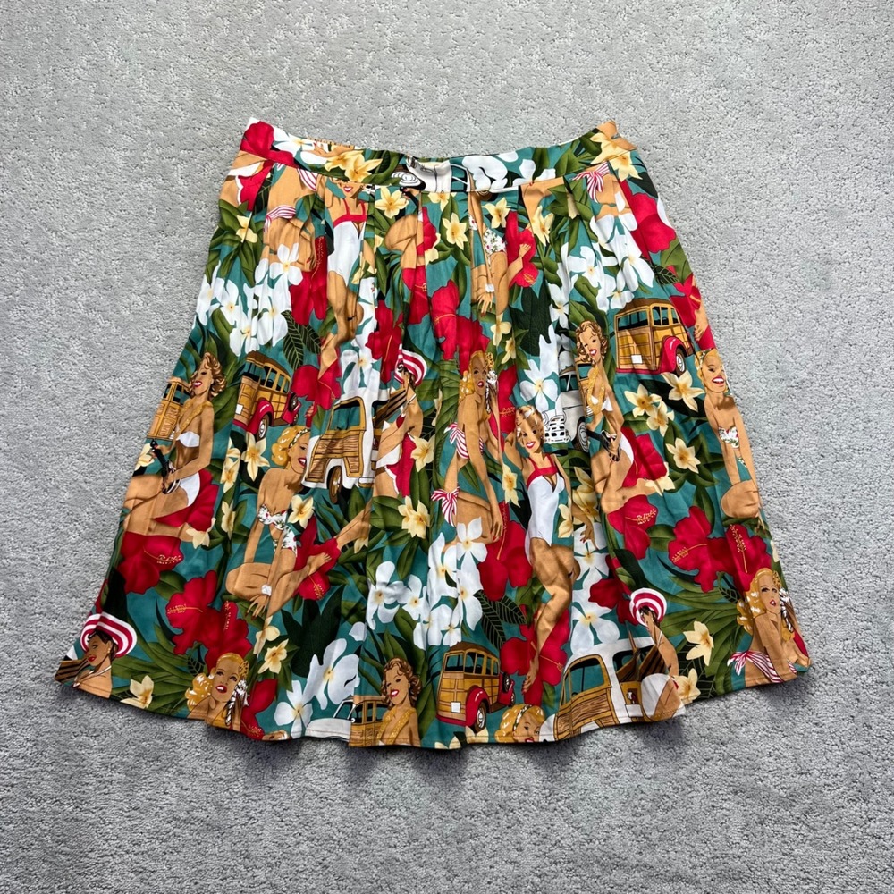 Grace Karin Womens Skirt Womens XL Rockabilly Tropical Tiki Pin Up‎ Girl Print